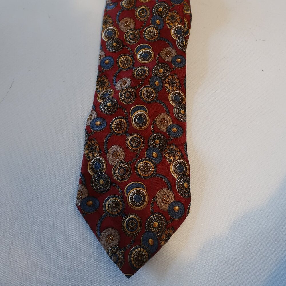 Mens Kieselstein-Cord Maroon Gray Jacquard Print Design 100% Silk Neck Tie COLOR